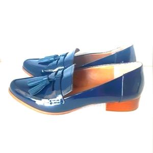 Tahari Shoes Tahari Lainey Blue Patent Leather Tassel Loafers